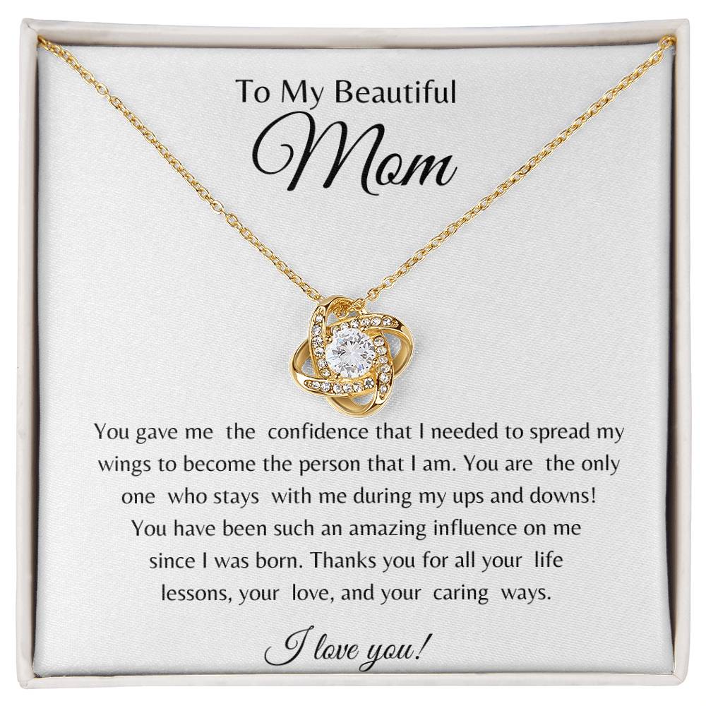 To  My Beautiful  Mom Love Knot Necklace