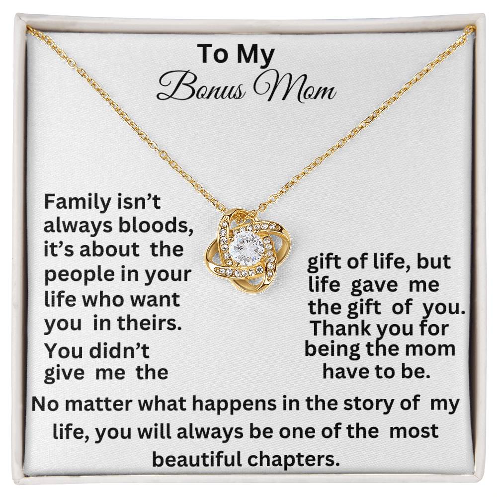 To My Bonus mom love knot necklace