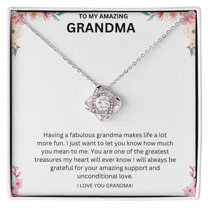 To My Amazing Grandma Love Knot Necklace (Yellow & White Gold Variants)