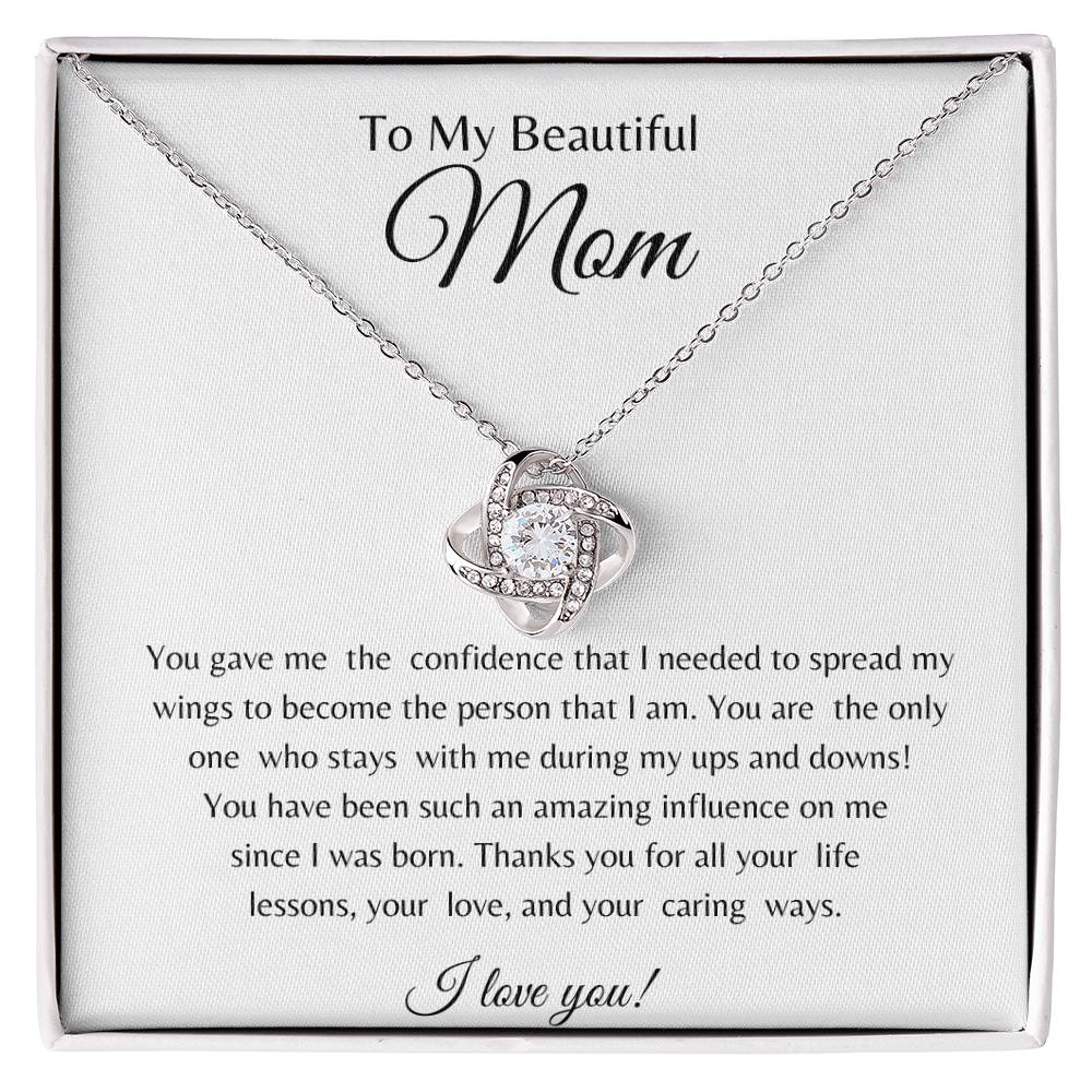 To  My Beautiful  Mom Love Knot Necklace