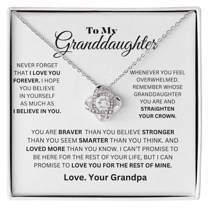 TO MY GRANDDAUGHTER LOVE KNOT NECKLACE