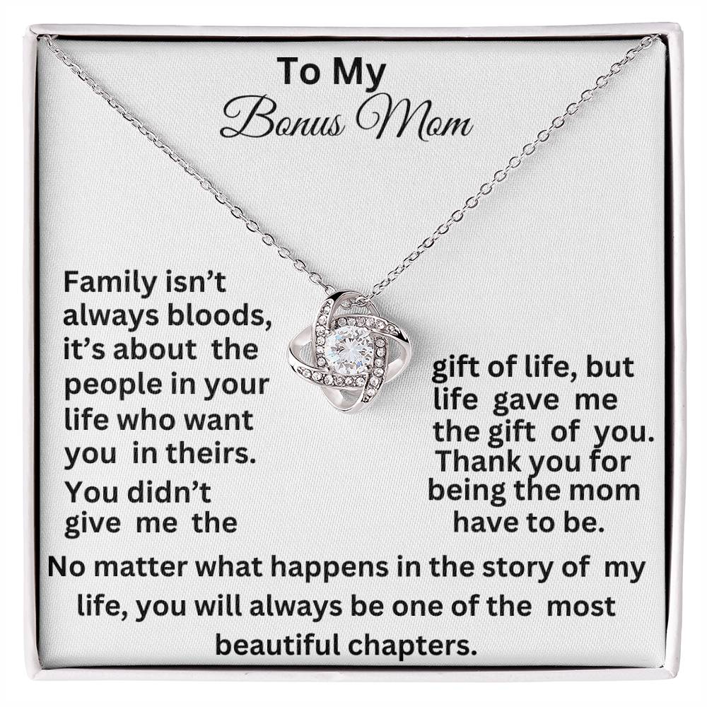 To My Bonus mom love knot necklace