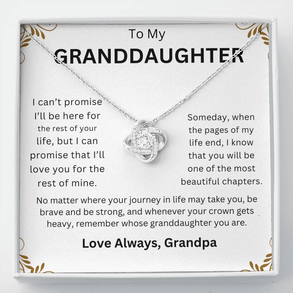 TO MY GRANDDAUGHTER  LOVE KNOT NECKLACE