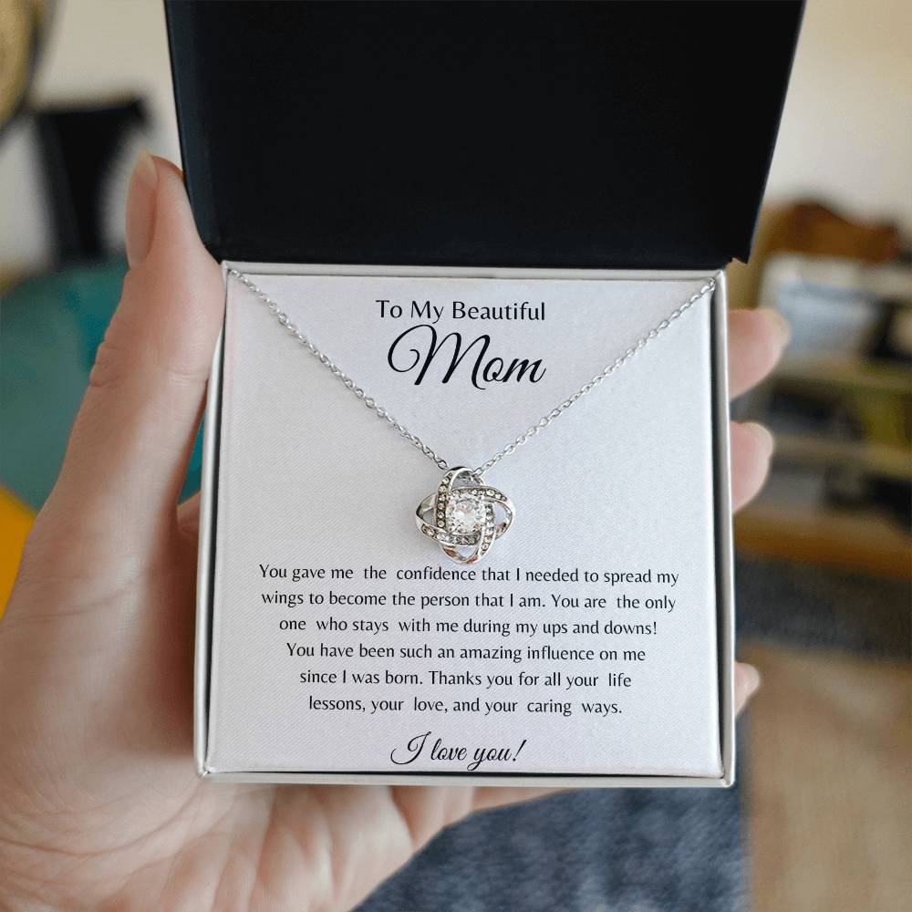 To  My Beautiful  Mom Love Knot Necklace