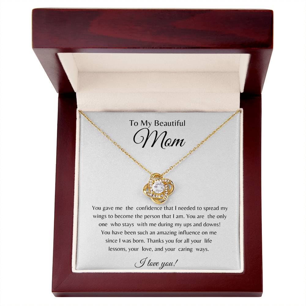 To  My Beautiful  Mom Love Knot Necklace