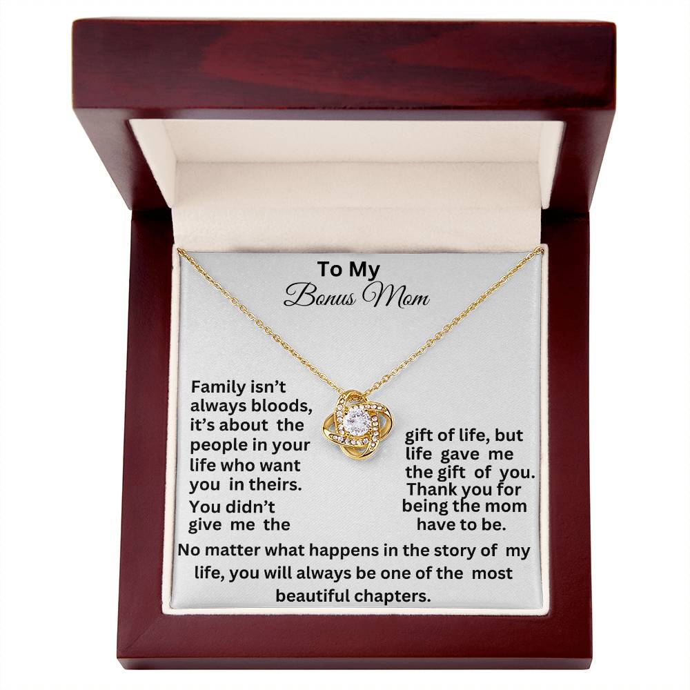 To My Bonus mom love knot necklace