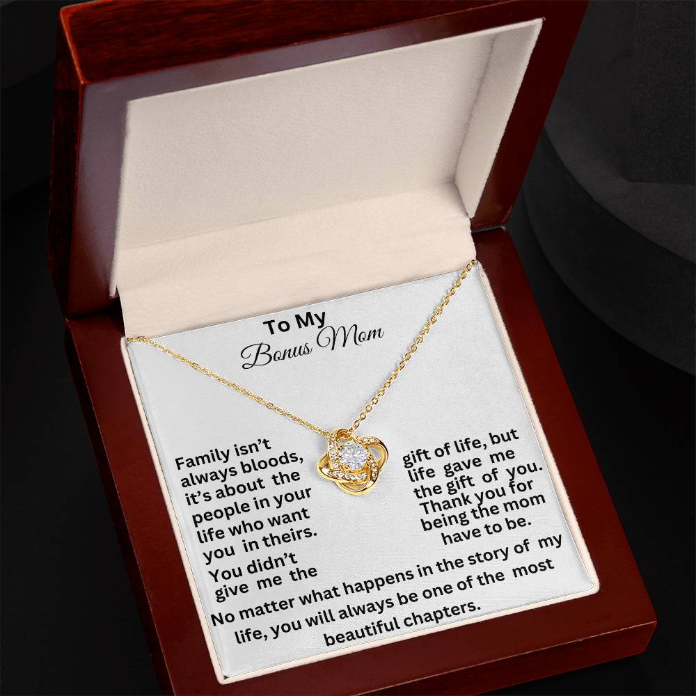 To My Bonus mom love knot necklace