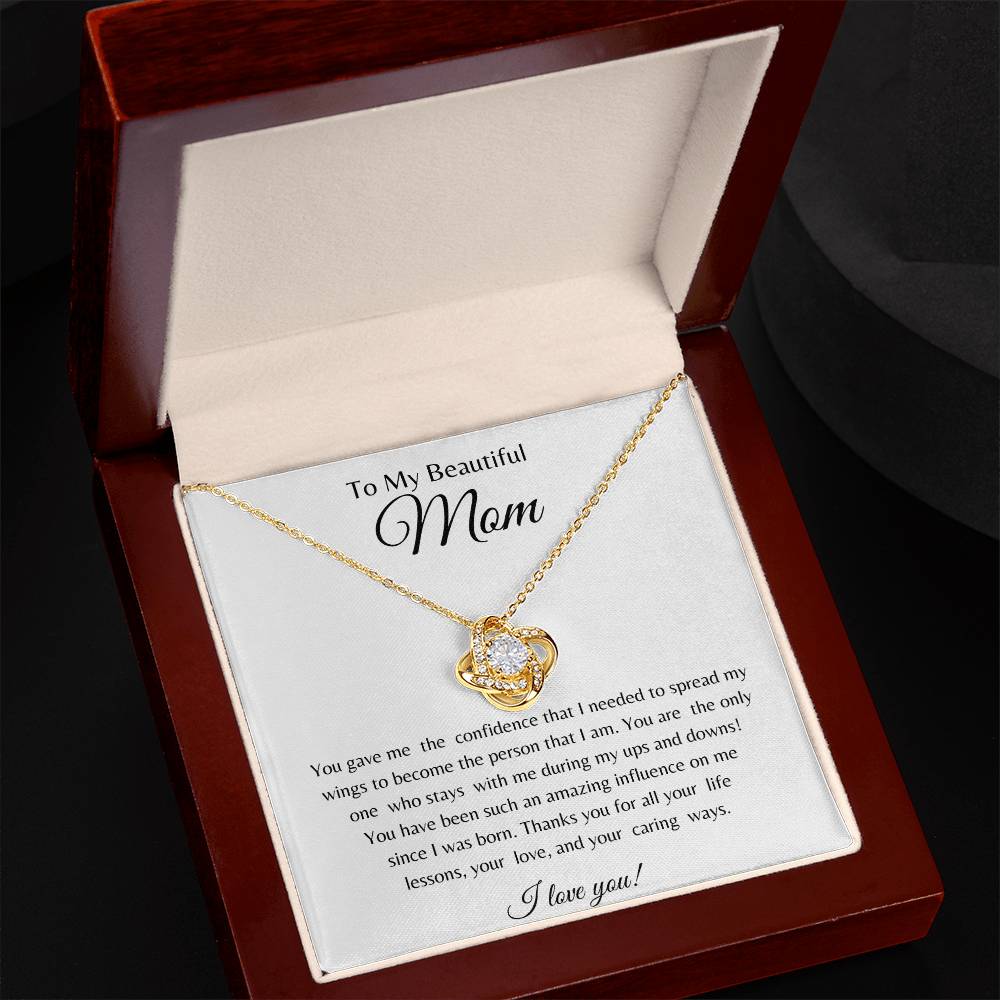 To  My Beautiful  Mom Love Knot Necklace