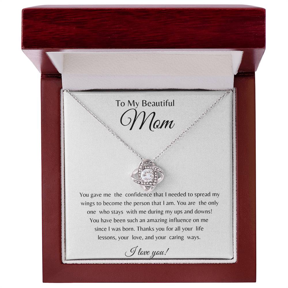 To  My Beautiful  Mom Love Knot Necklace