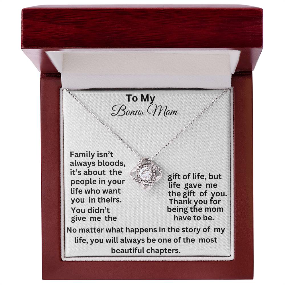 To My Bonus mom love knot necklace