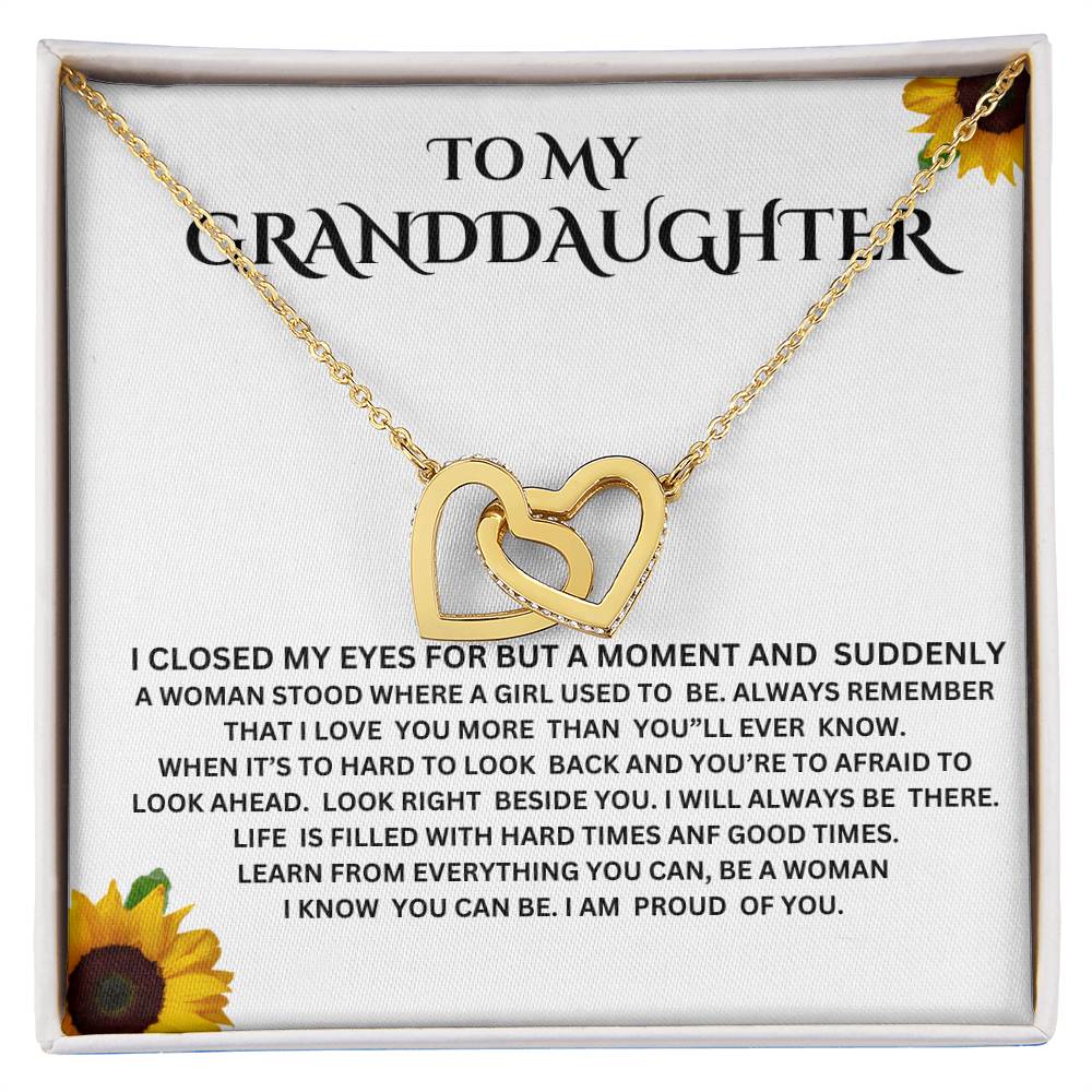 TO MY  GRANDDAUGHTER INTERLOCKING  HEART  NECKLACE