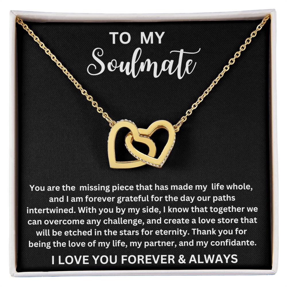 TO MY SOULMATE INTERLOCKING HEARTS NECKLACE