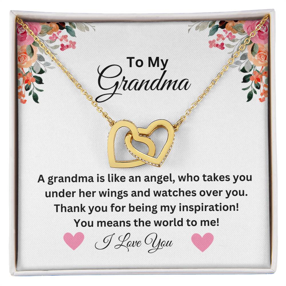 To My Grandma Interlocking Heart necklace