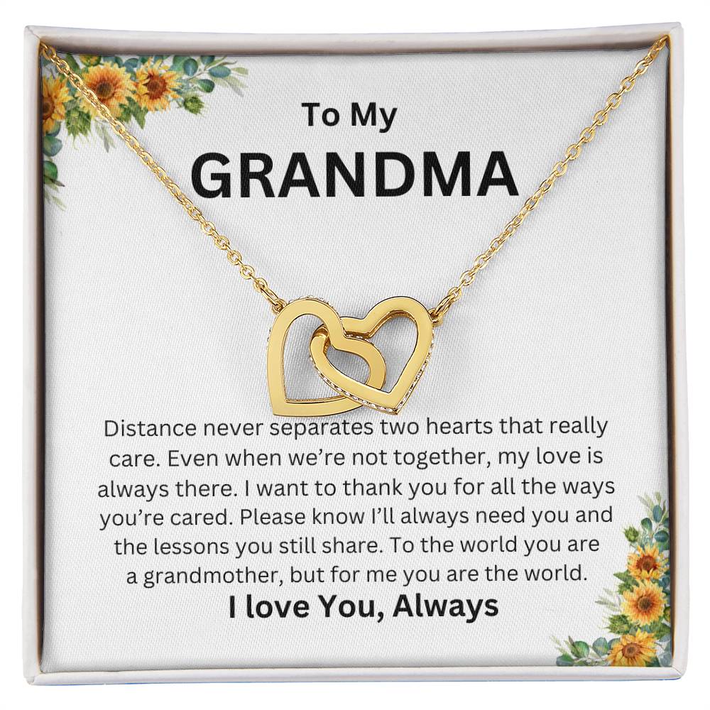 To My  Grandma Interlock Heart Necklace