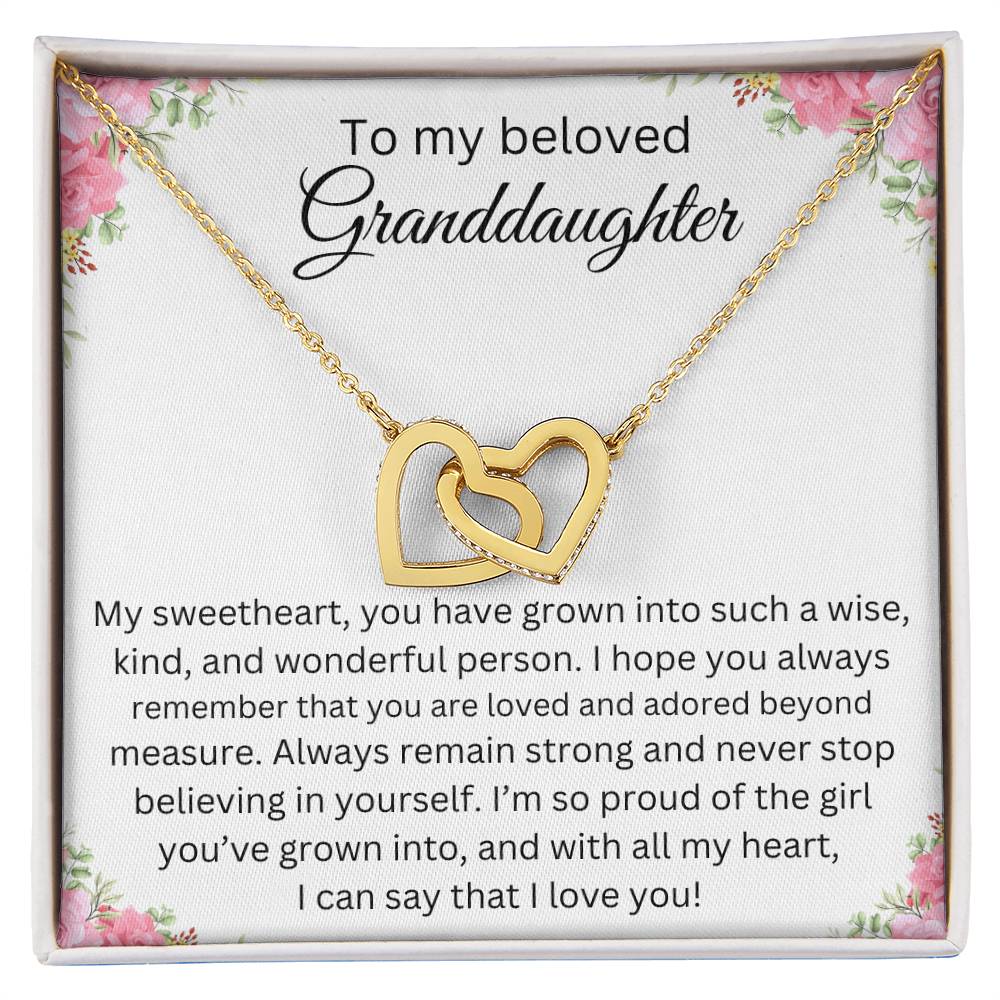 TO MY BELOVED GRANDDAUGHTER INTERLOCK HEART NECKLACE