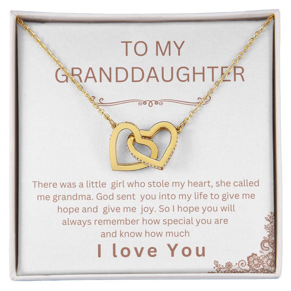 TO MY  GRANDDAUGHTER INTERLOCKING  HEART  NECKLACE