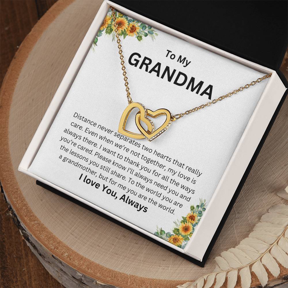 To My  Grandma Interlock Heart Necklace