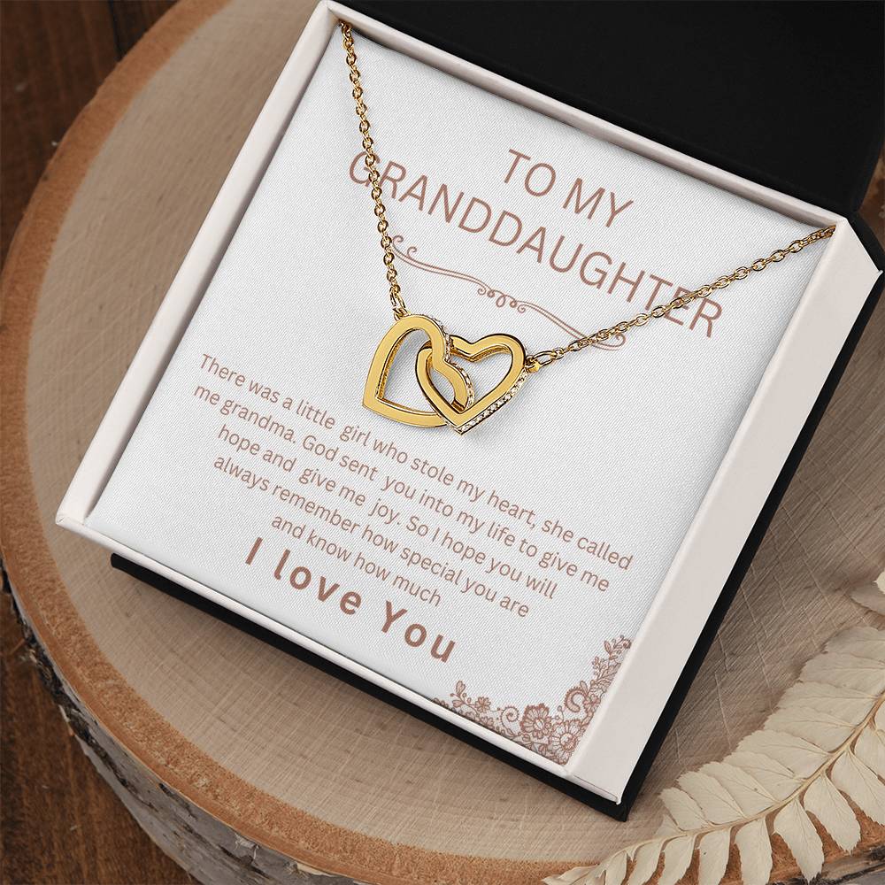 TO MY  GRANDDAUGHTER INTERLOCKING  HEART  NECKLACE