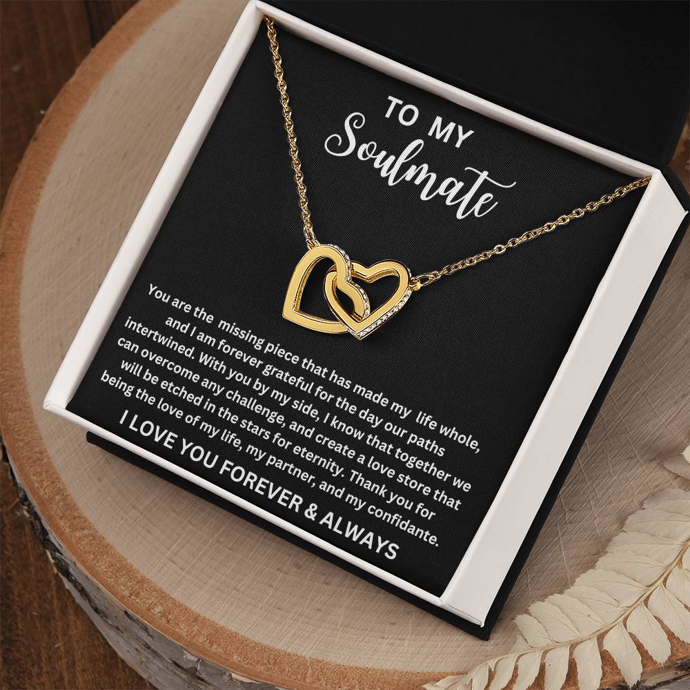 TO MY SOULMATE INTERLOCKING HEARTS NECKLACE