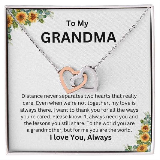 To My  Grandma Interlock Heart Necklace