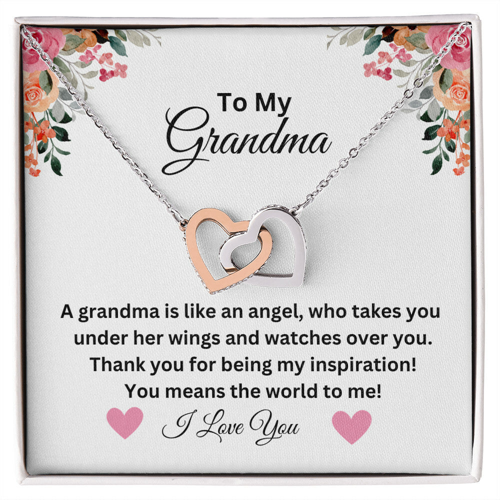 To My Grandma Interlocking Heart necklace