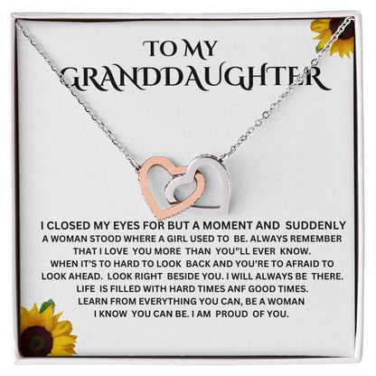 TO MY  GRANDDAUGHTER INTERLOCKING  HEART  NECKLACE