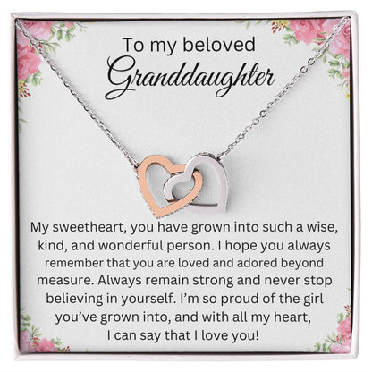 TO MY BELOVED GRANDDAUGHTER INTERLOCK HEART NECKLACE