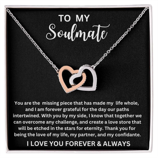 TO MY SOULMATE INTERLOCKING HEARTS NECKLACE