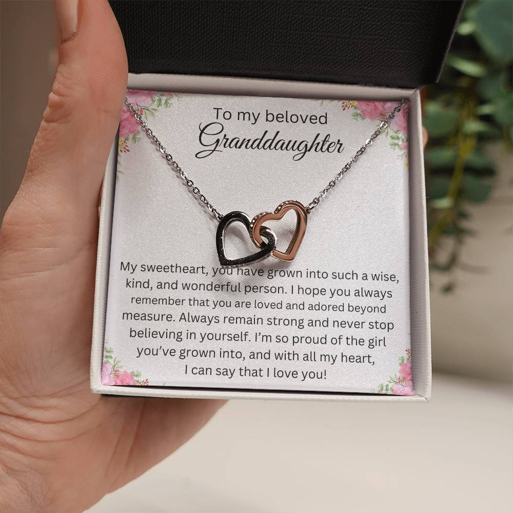 TO MY BELOVED GRANDDAUGHTER INTERLOCK HEART NECKLACE