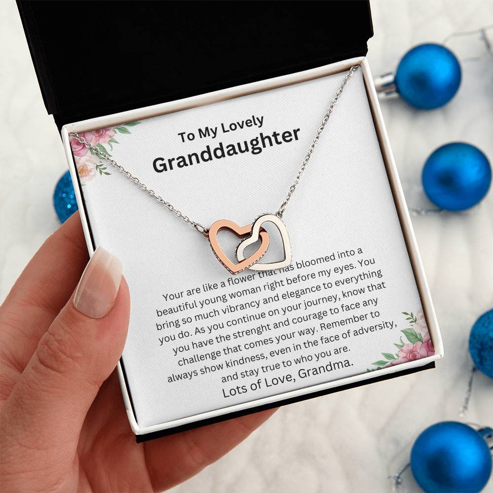 TO MY LOVELY GRANDDAUGHTER INTERLOCK HEART NECKLACE