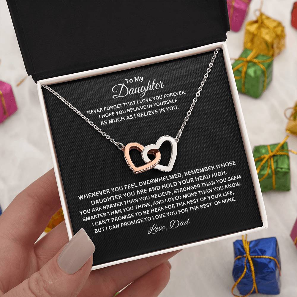 TO MY DAUGHTER INTERLOCK HEART NECKLACE