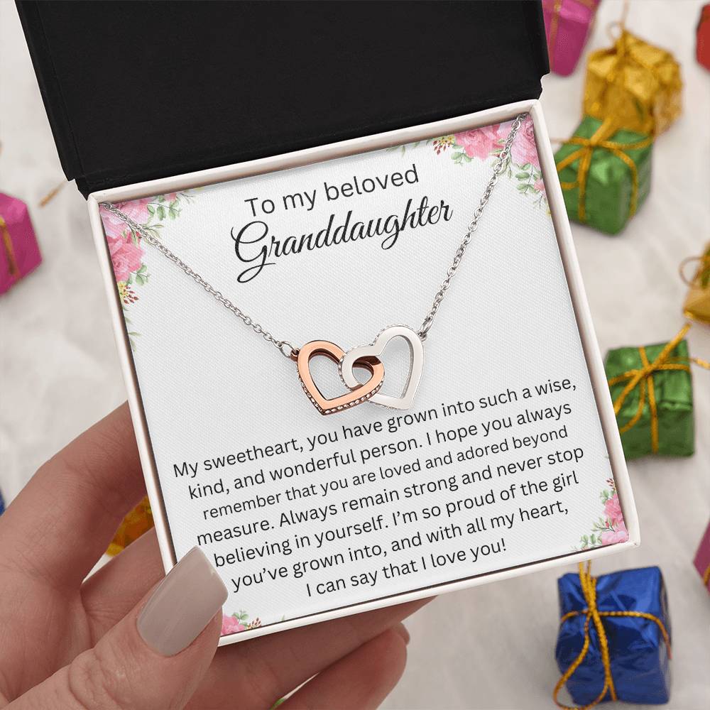 TO MY BELOVED GRANDDAUGHTER INTERLOCK HEART NECKLACE