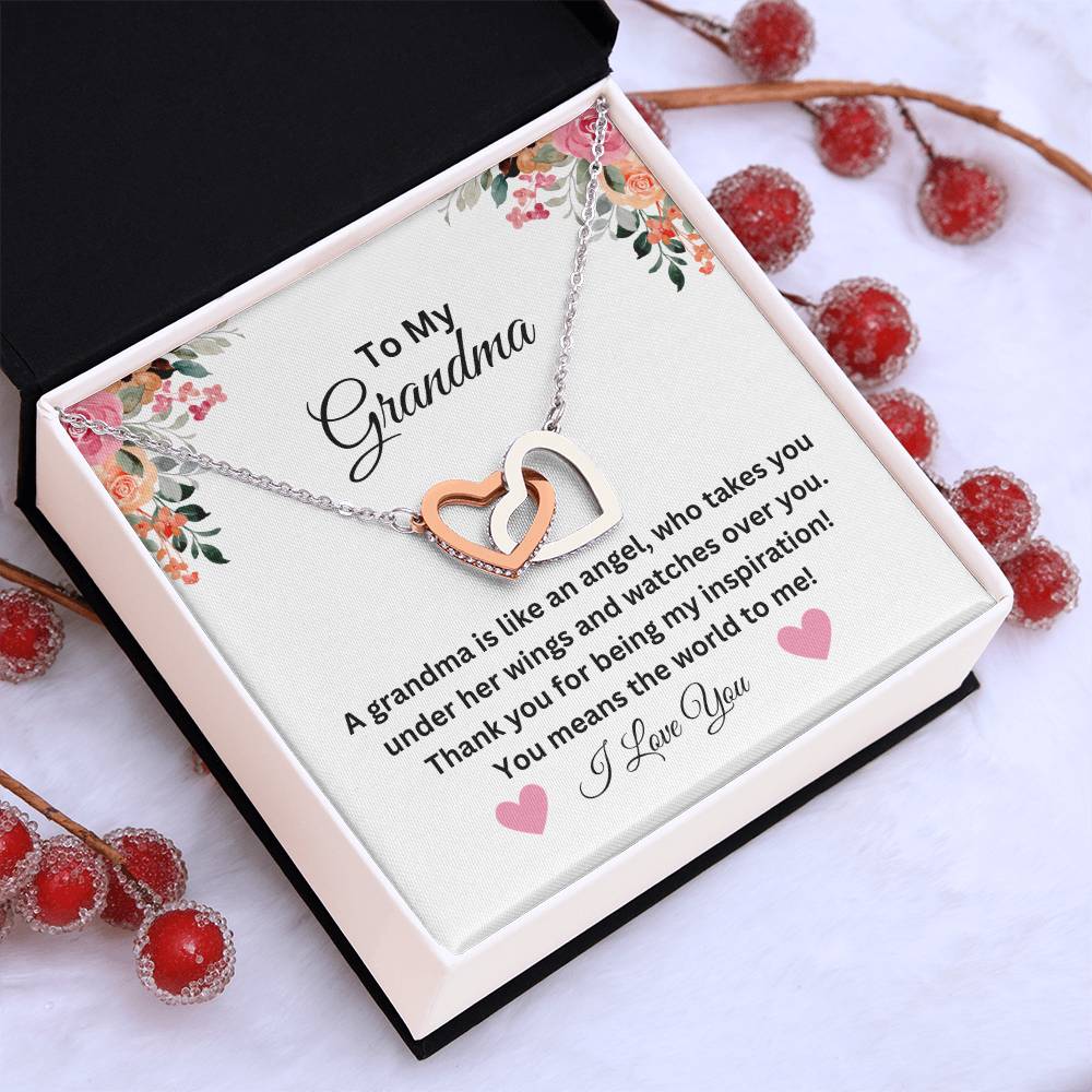 To My Grandma Interlocking Heart necklace