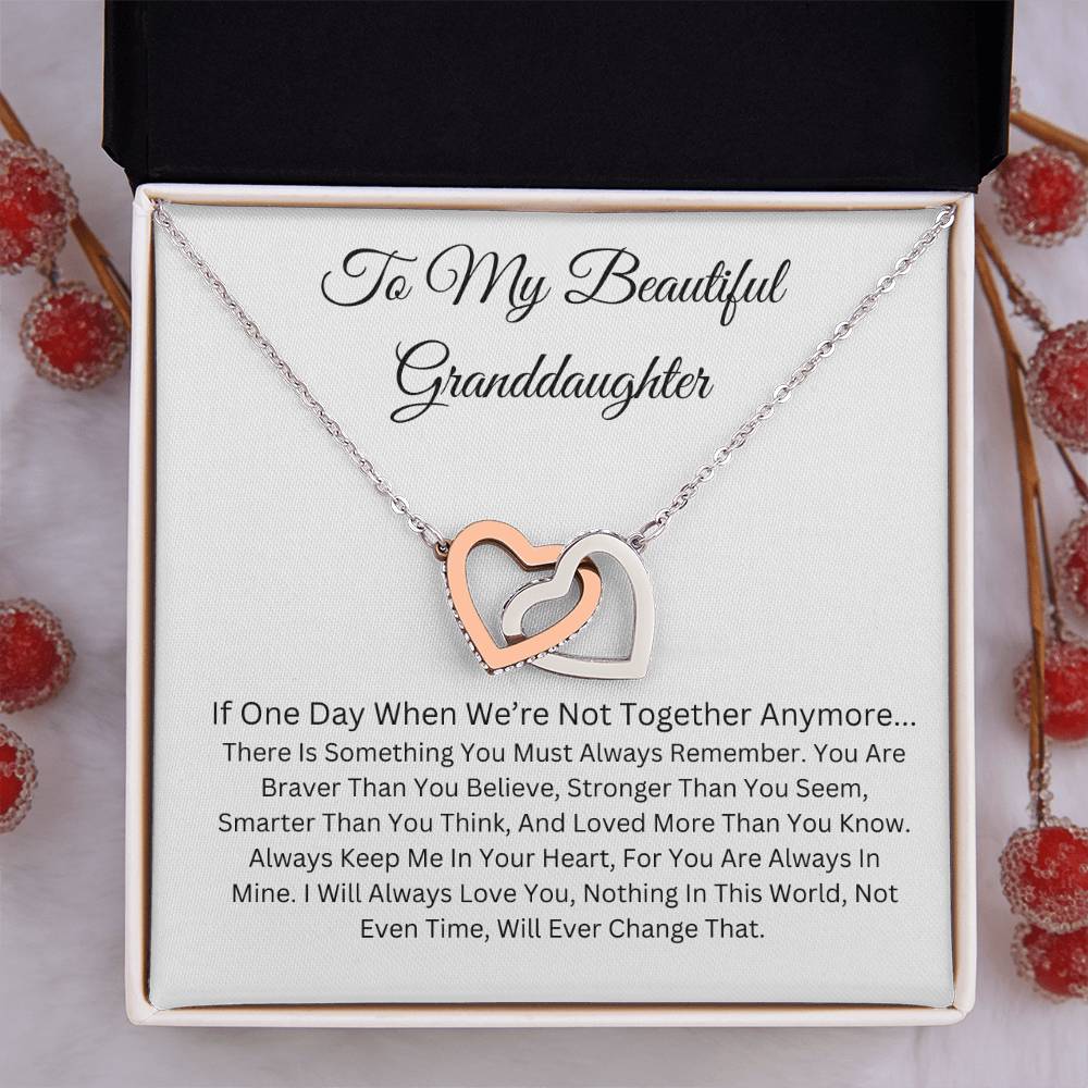 TO MY BEAUTIFUL GRANDDAUGHTER  INTERLOCKING HEART NECKLACE