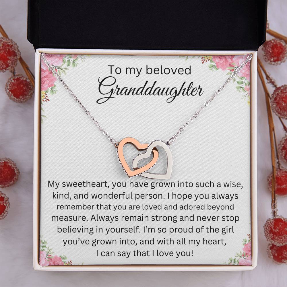 TO MY BELOVED GRANDDAUGHTER INTERLOCK HEART NECKLACE