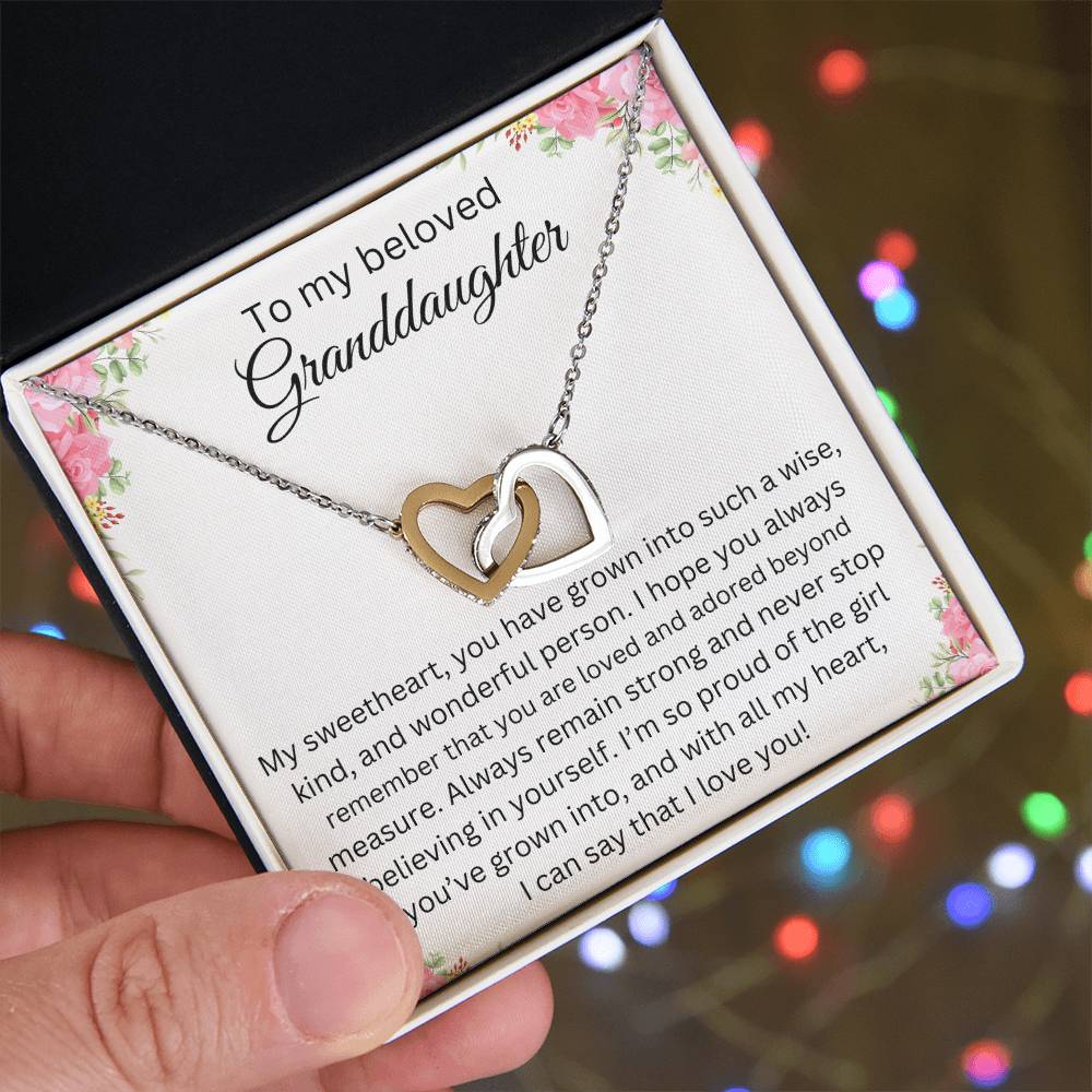 TO MY BELOVED GRANDDAUGHTER INTERLOCK HEART NECKLACE