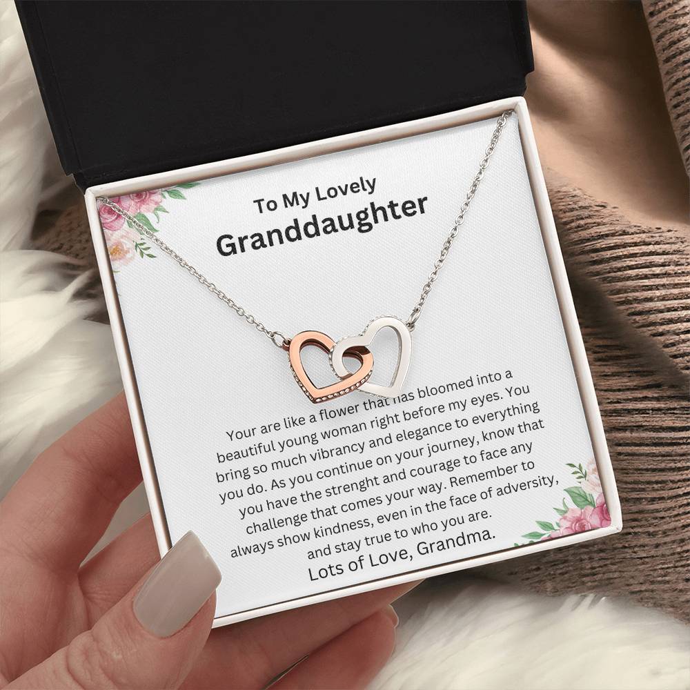 TO MY LOVELY GRANDDAUGHTER INTERLOCK HEART NECKLACE