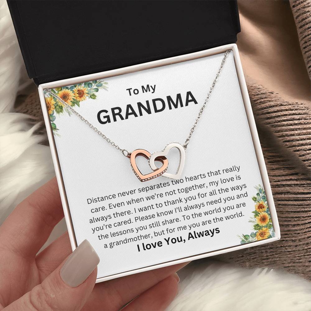 To My  Grandma Interlock Heart Necklace