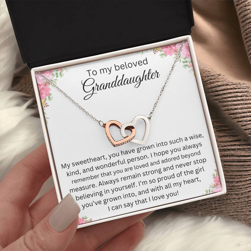 TO MY BELOVED GRANDDAUGHTER INTERLOCK HEART NECKLACE