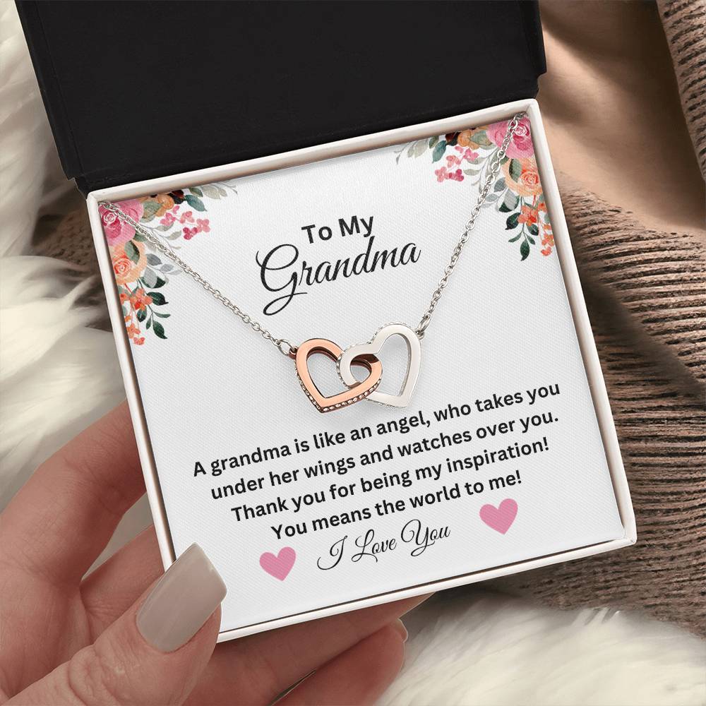 To My Grandma Interlocking Heart necklace