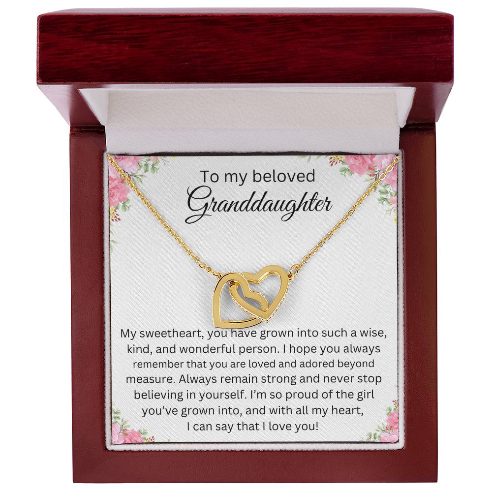 TO MY BELOVED GRANDDAUGHTER INTERLOCK HEART NECKLACE