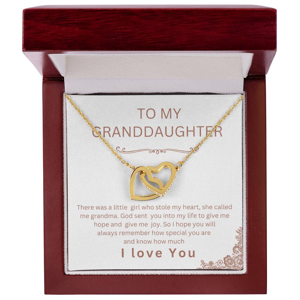 TO MY  GRANDDAUGHTER INTERLOCKING  HEART  NECKLACE