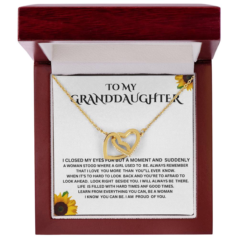 TO MY  GRANDDAUGHTER INTERLOCKING  HEART  NECKLACE