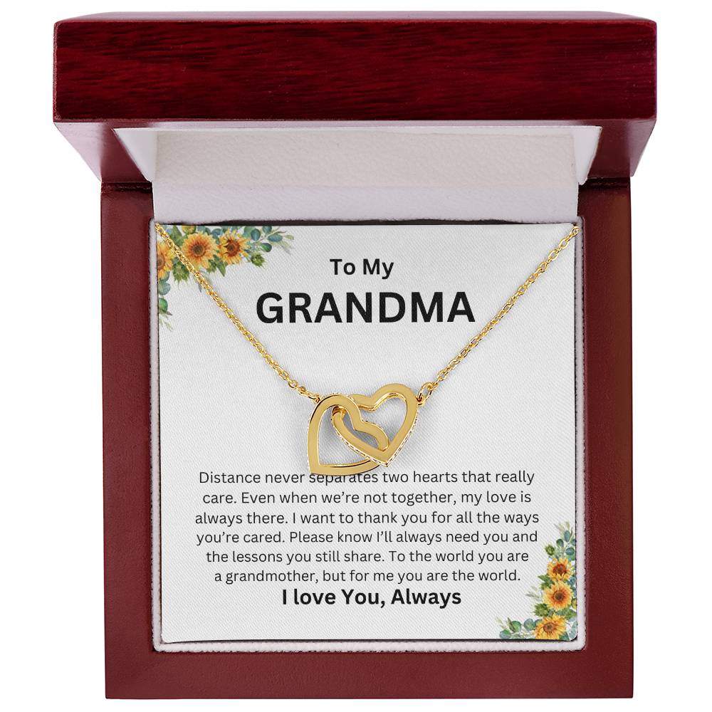 To My  Grandma Interlock Heart Necklace