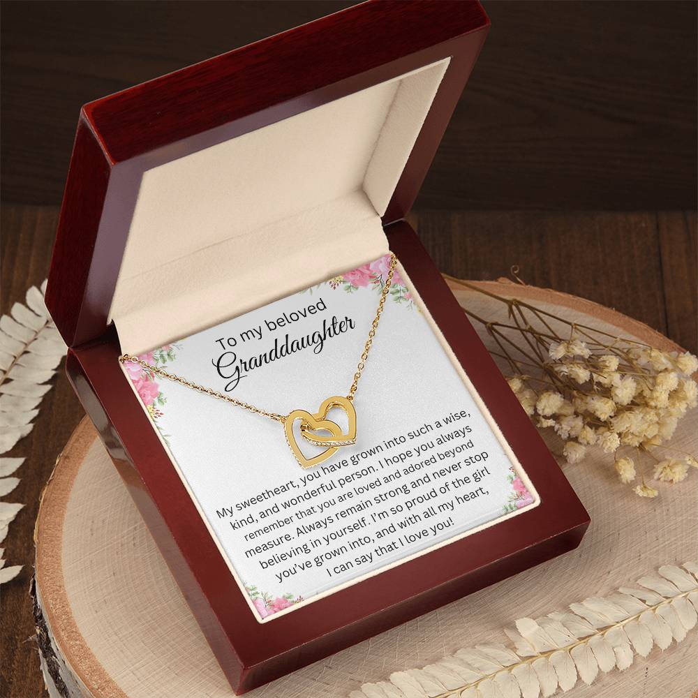 TO MY BELOVED GRANDDAUGHTER INTERLOCK HEART NECKLACE