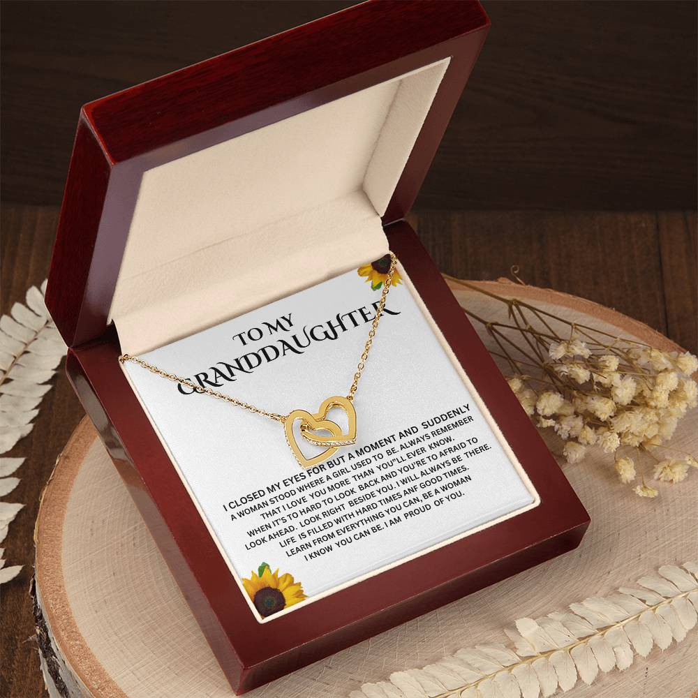 TO MY  GRANDDAUGHTER INTERLOCKING  HEART  NECKLACE