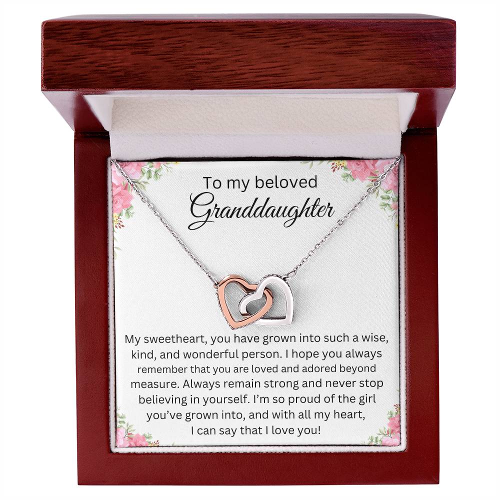 TO MY BELOVED GRANDDAUGHTER INTERLOCK HEART NECKLACE