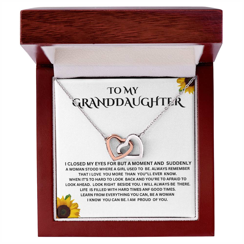 TO MY  GRANDDAUGHTER INTERLOCKING  HEART  NECKLACE