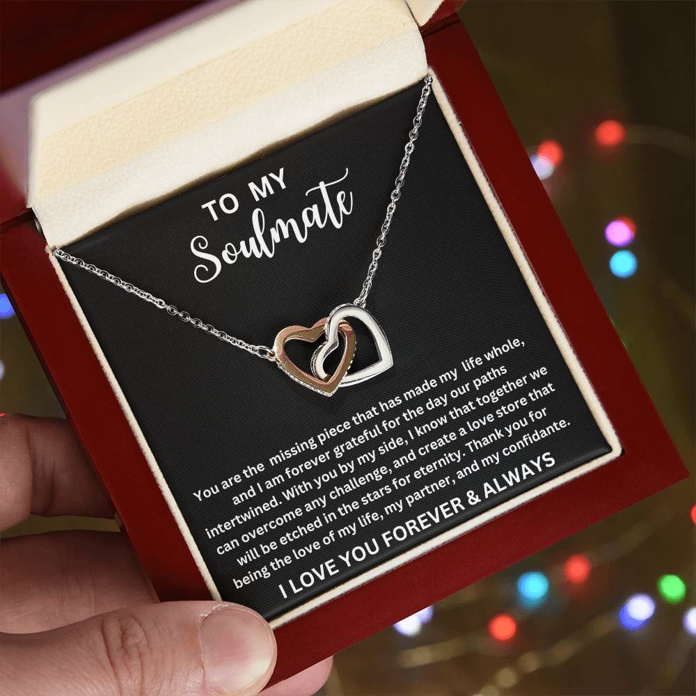 TO MY SOULMATE INTERLOCKING HEARTS NECKLACE