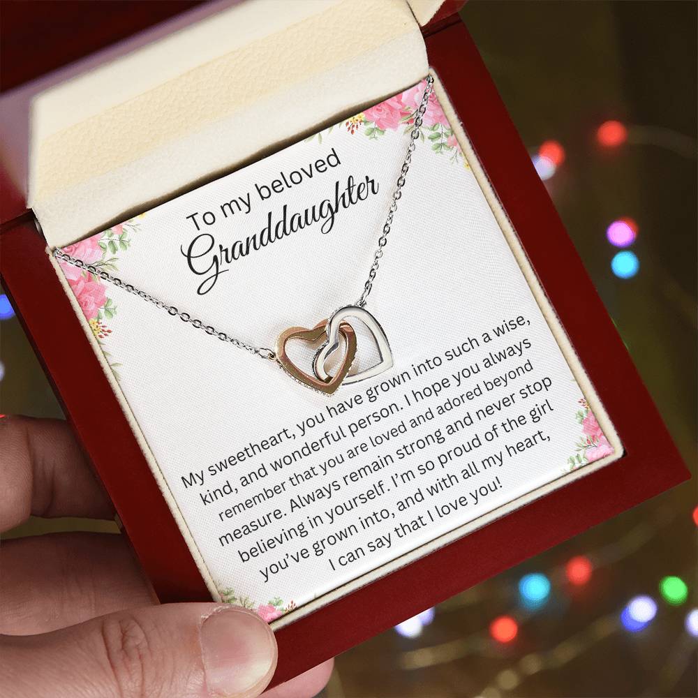 TO MY BELOVED GRANDDAUGHTER INTERLOCK HEART NECKLACE